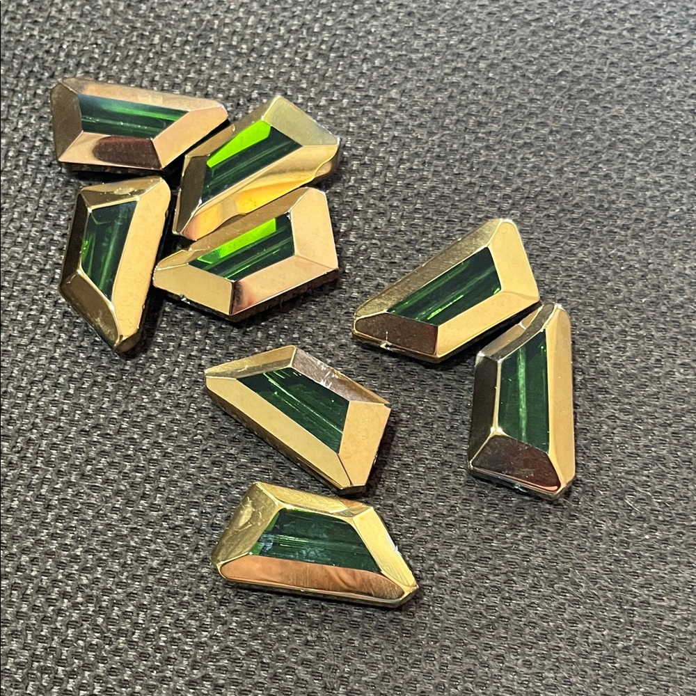 Craft beads Gold and Green Geometric Gemstones